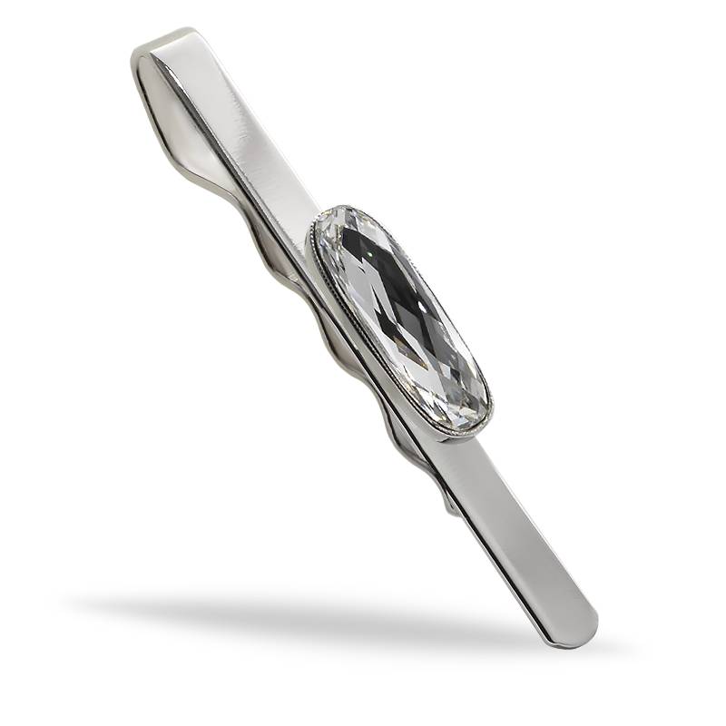 Затискач для краватки KOBI Oval Se Strasem зі Swarovski Білий (7720-3001-02-32)