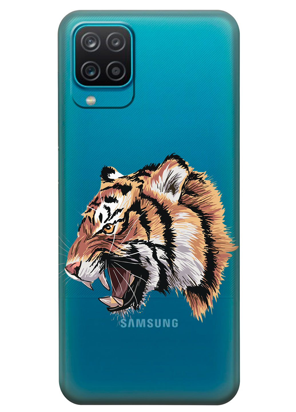 Прозрачный силиконовый чехол iSwag для Samsung Galaxy M12 с рисунком - Тигр (KS14888)