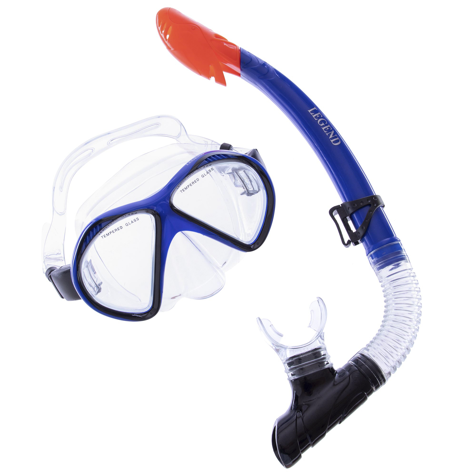 Набор для плавания маска с трубкой Legend M293P-SN110-PVC Черный-синий (PT0874)