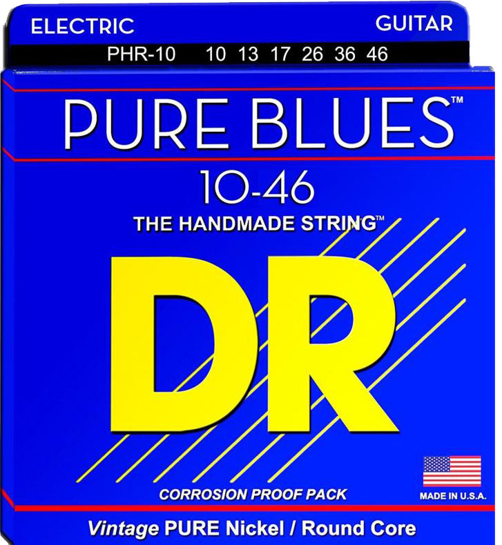 Струны для электрогитары 6 шт DR PHR-10 Pure Blues Pure Nickel Medium Electric Strings 10/46