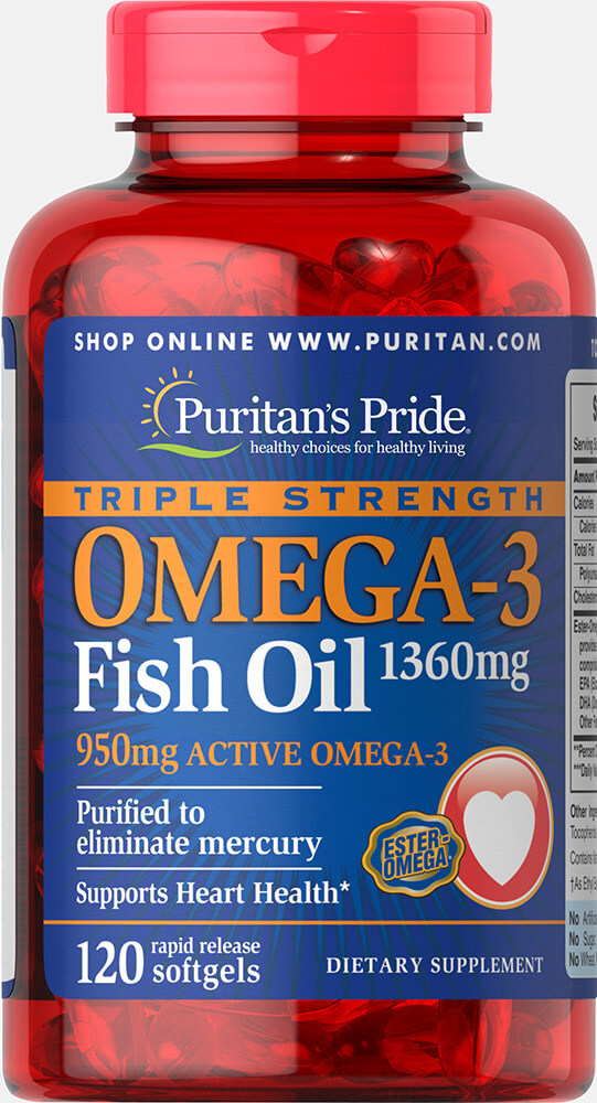 Рыбий жир Омега-3 Puritans Pride 1360 мг 950 мг 120 капсул (31185)