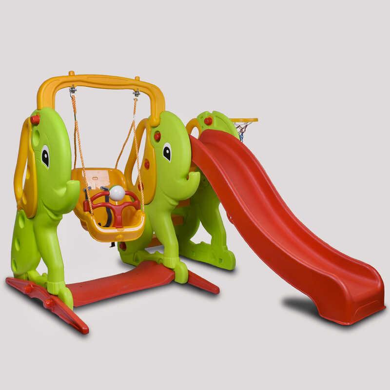 Уличный игровой комплекс Pilsan "Elephant slide and swing set" горка и качели красно-зеленый 06-161