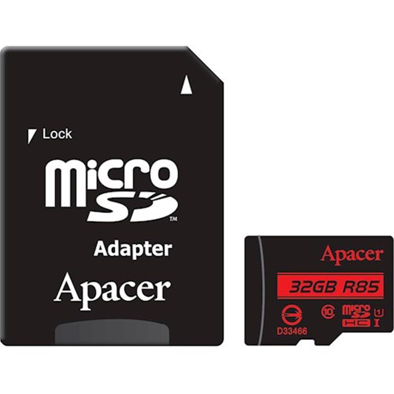 Карта памяти MicroSDHC  32GB UHS-I Class 10 Apacer + SD adapter (AP32GMCSH10U5-R)