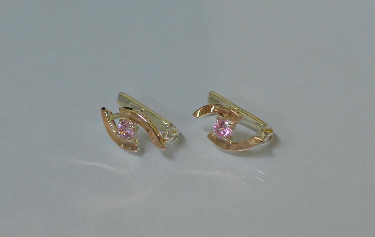 Срібні сережки Sil 113s-2 Рожевий (Sil-882)