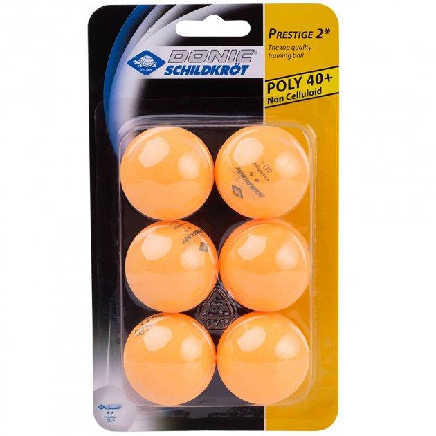 Мячи Donic Prestige 2* 40+ 6шт orange 608523