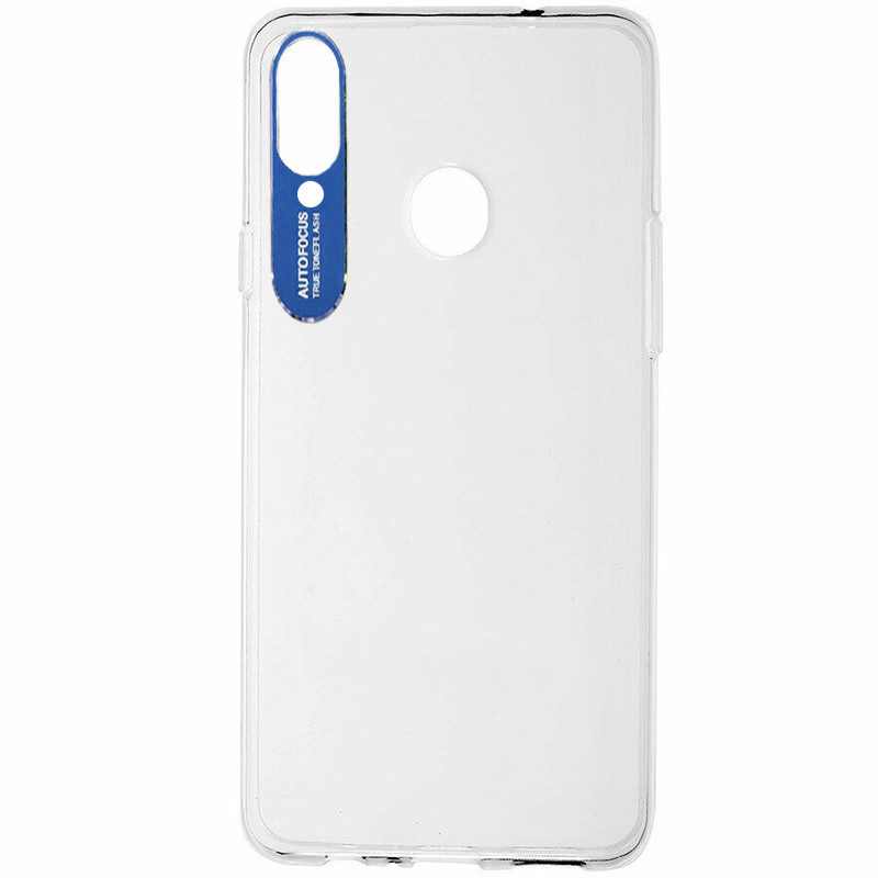 TPU чохол Epik clear flash Samsung Galaxy A20s Безбарвний / Синій (785952)