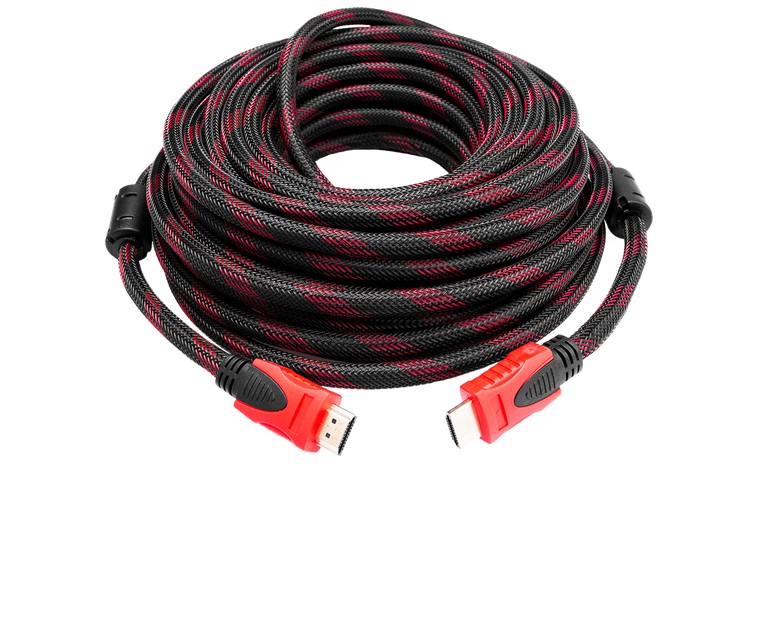 Кабель HDMI - HDMI 15m ферриты позолоченные кт 15м Черный с красным (np2_0706)