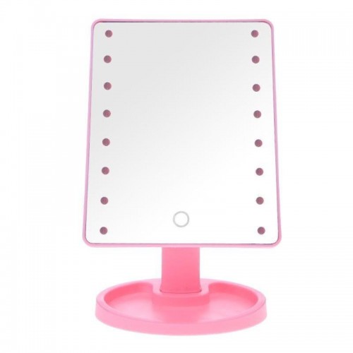 Дзеркало для макіяжу з LED підсвічуванням Large Led Mirror 16 LED Рожевий (jgki46995)