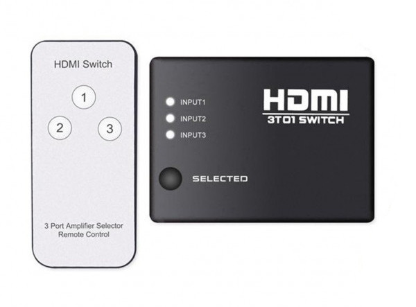 HDMI-переключатель (switch) RIAS SY-301 3xHDMI с пультом ДУ Black (3_00569)