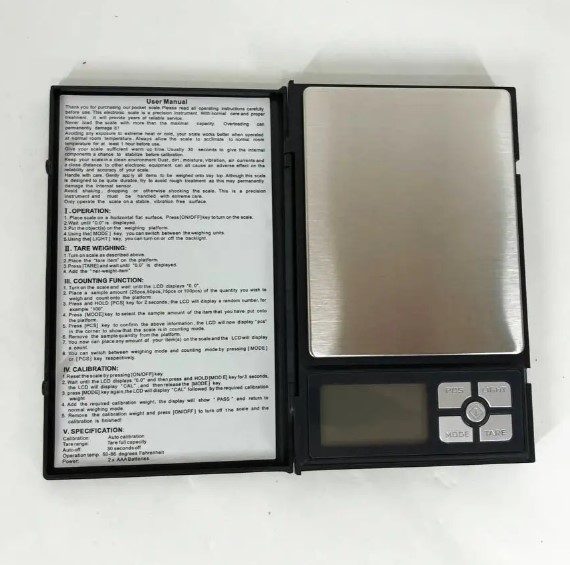 Ювелірні ваги електронні кишенькі Notebook Series 0.01–500 г з функцією тари, чорні