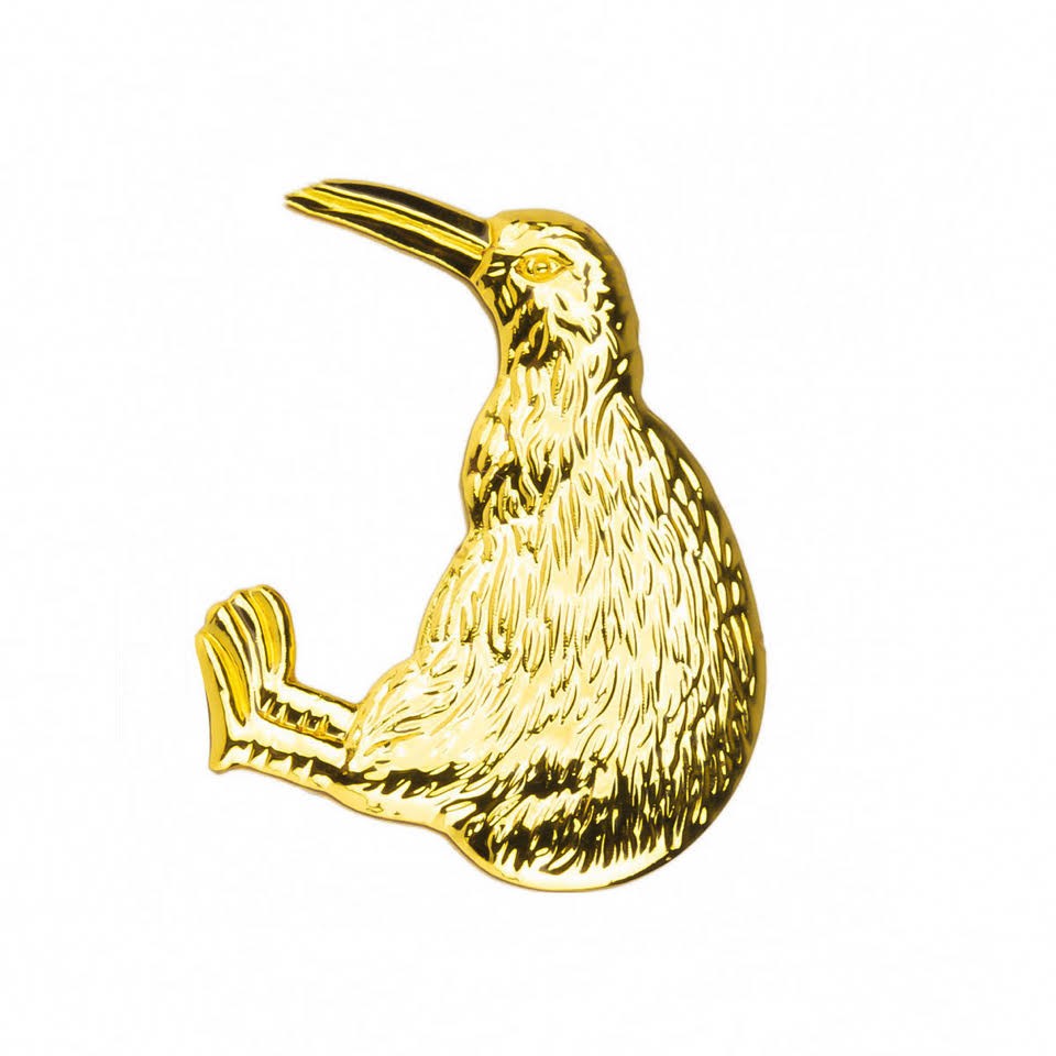 Значок BROCHE Птица Киви золотистый BRGV113274