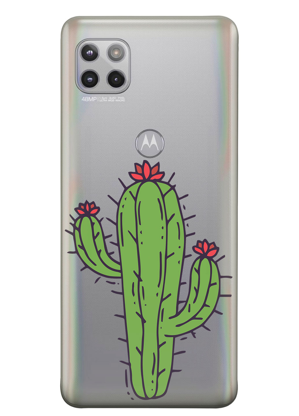 Прозрачный силиконовый чехол iSwag для Motorola Moto G 5G с рисунком - Тропический кактус (KS8996)