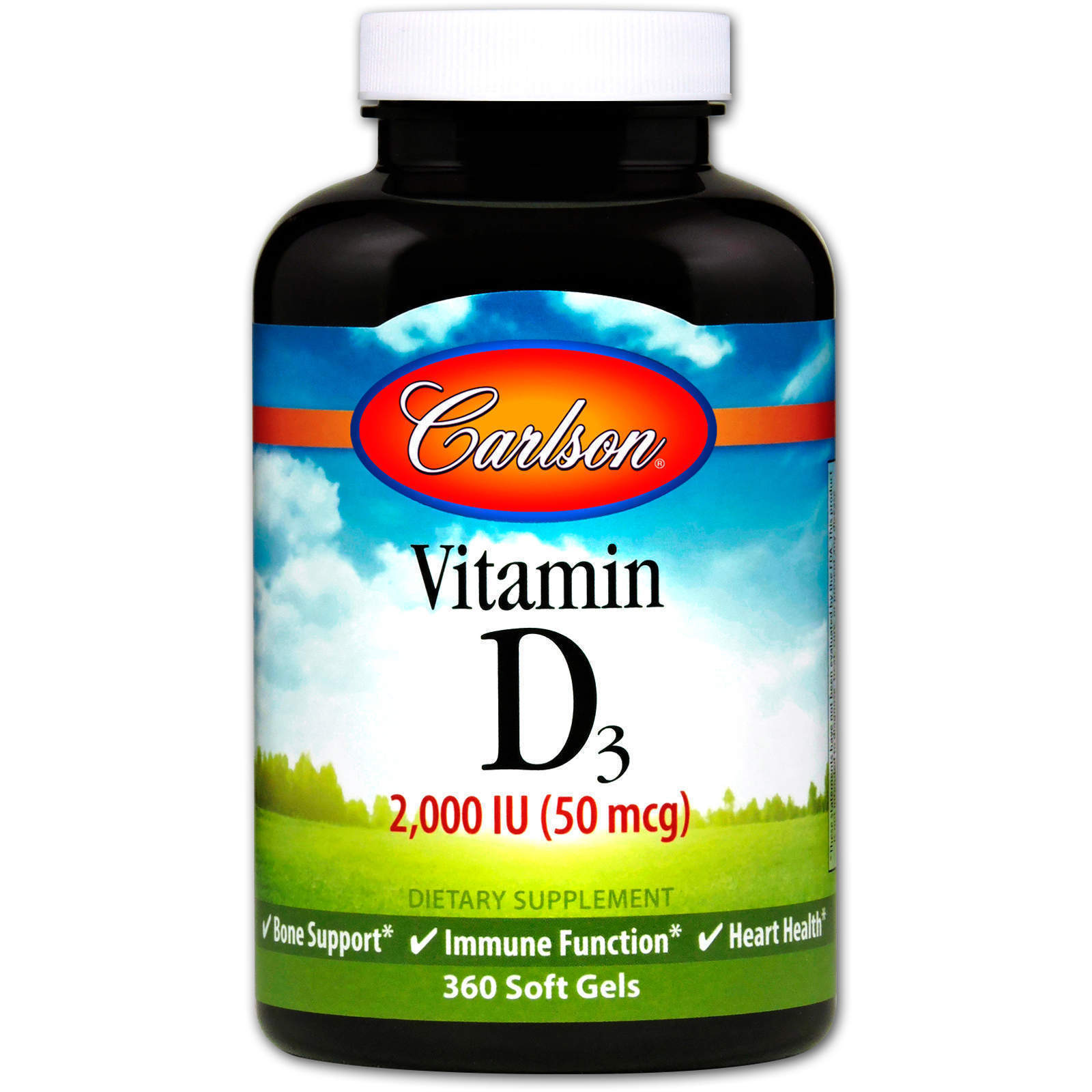 Вітамін Д3 Carlson Labs 2000 МЕ (50 мкг), 360 гелевих капсул