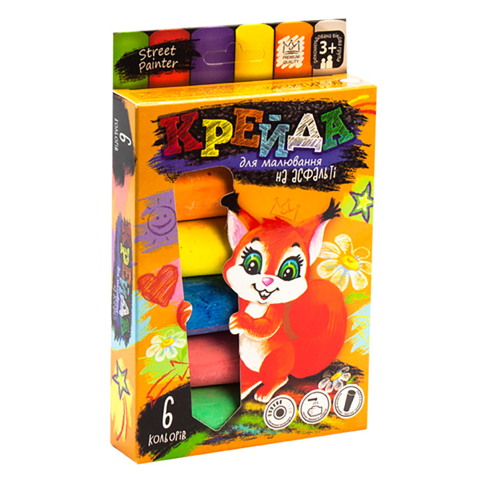 Мел для рисования на асфальте Danko Toys MEL-01-04 6 шт большой рус