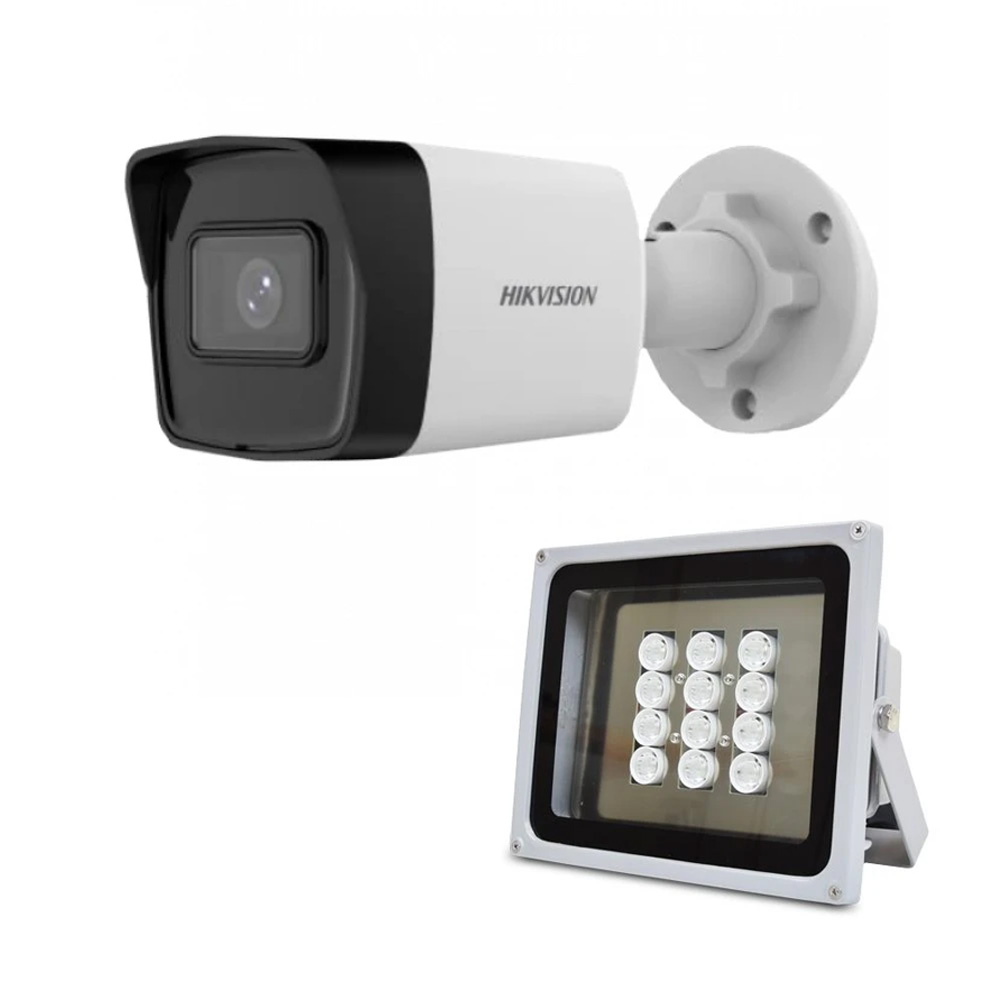 Комплект IP-видеокамера  2 Мп Hikvision DS-2CD1023G2-IUF 2.8 мм и ИК-прожектор Lightwell LW12-100IR60-220
