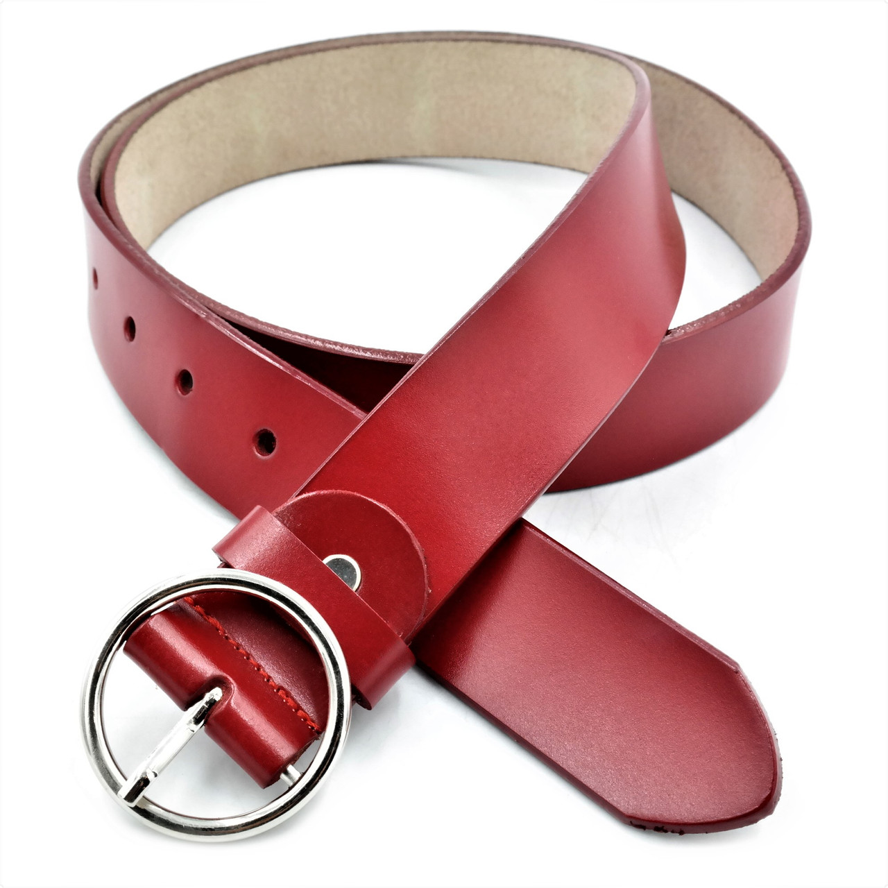 Ремень кожаный Weatro Красный koz-zh35-kit-040 3,5 см