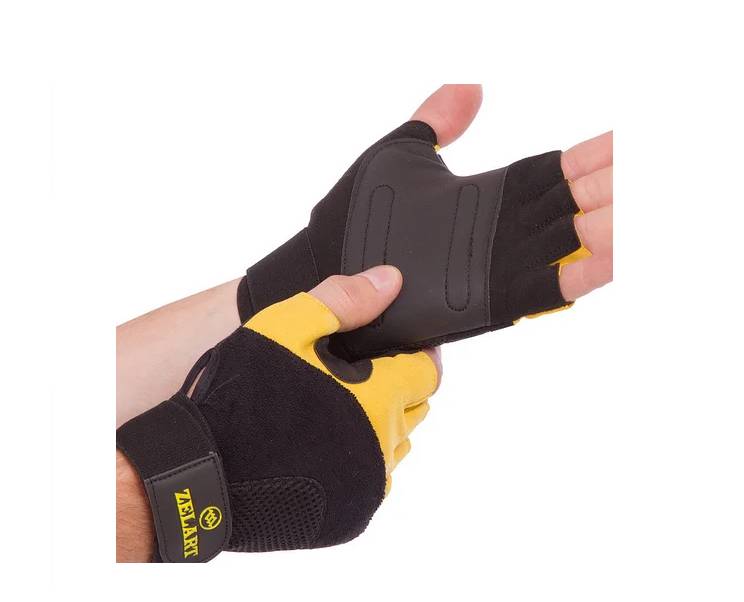 Перчатки для тяжелой атлетики кожаные Zelart Gel Tech BC-3611 Yellow(M) (SKL1053)