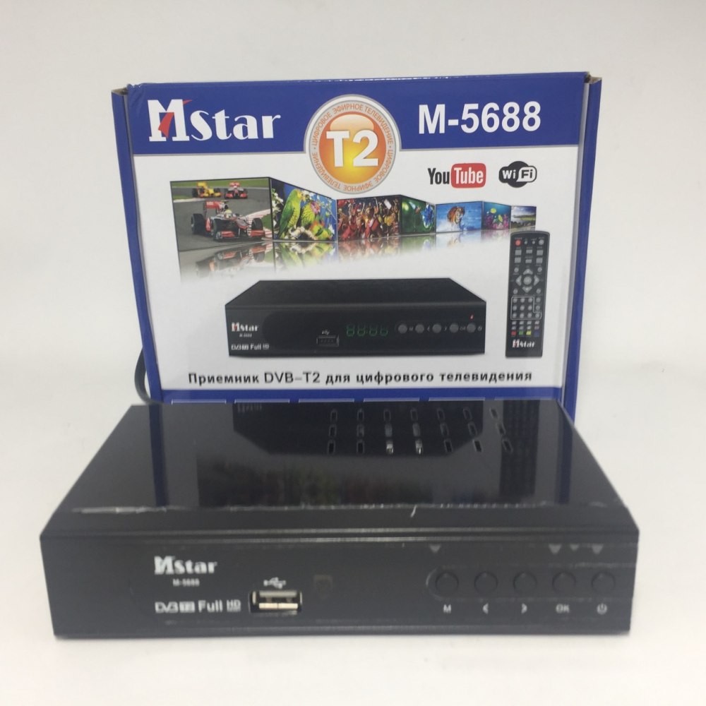 Зовнішній тюнер DVB-T2 Mstar M-5688 USB+HDMI+WI-FI+YouTube Чорний (3470toi3768)