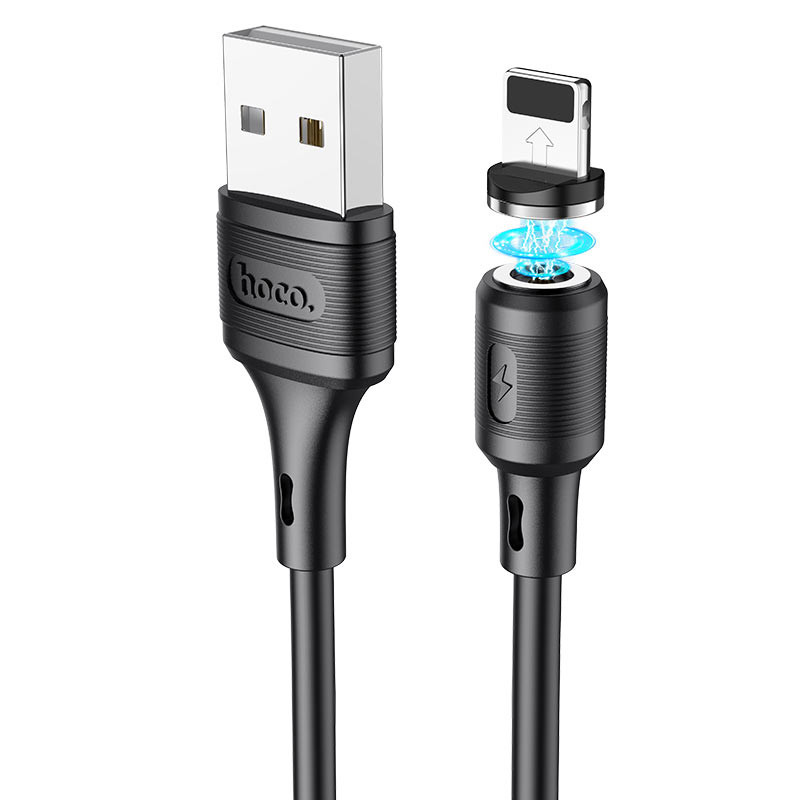 Дата кабель Hoco X52 Sereno magnetic USB to Lightning (1m) (Чорний) 1097290