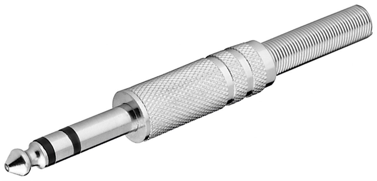 Штекер Goobay FreeEnd-Jack 6.3mm /M конектор Stereo Metal+Protect срібний (75.01.1037)