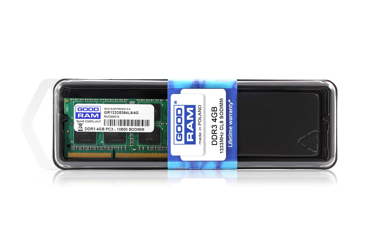 Оперативная память SO-DIMM 4GB/1333 DDR3 GOODRAM (GR1333S364L9S/4G)