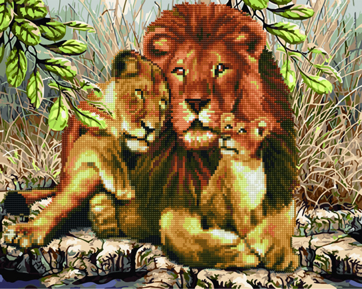 Алмазная мозаика-картина BrushMe Семья львов 40х50 см GZS1031