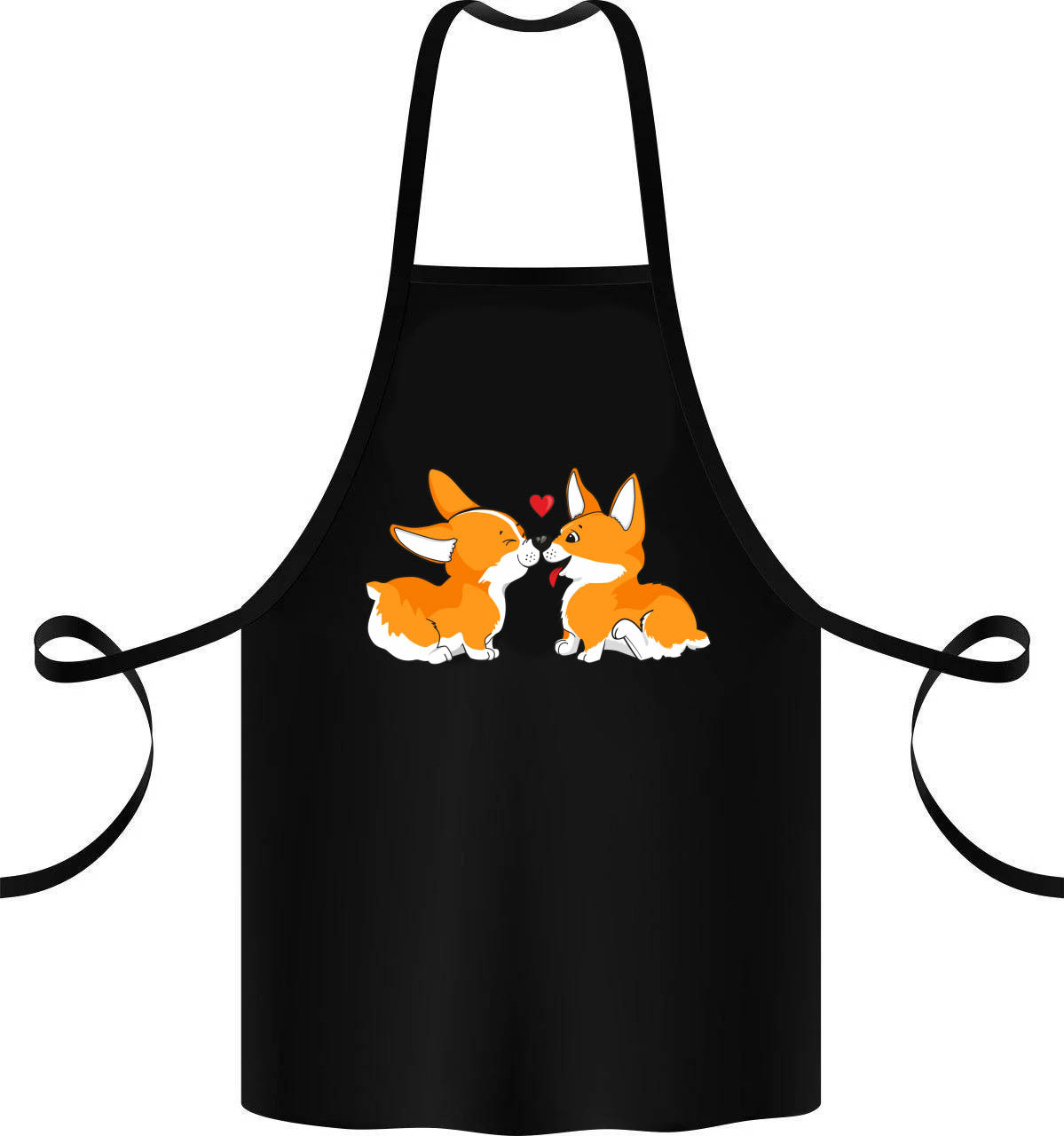Фартук с принтом Кавун Loving Corgi Couple 68 см Черный
