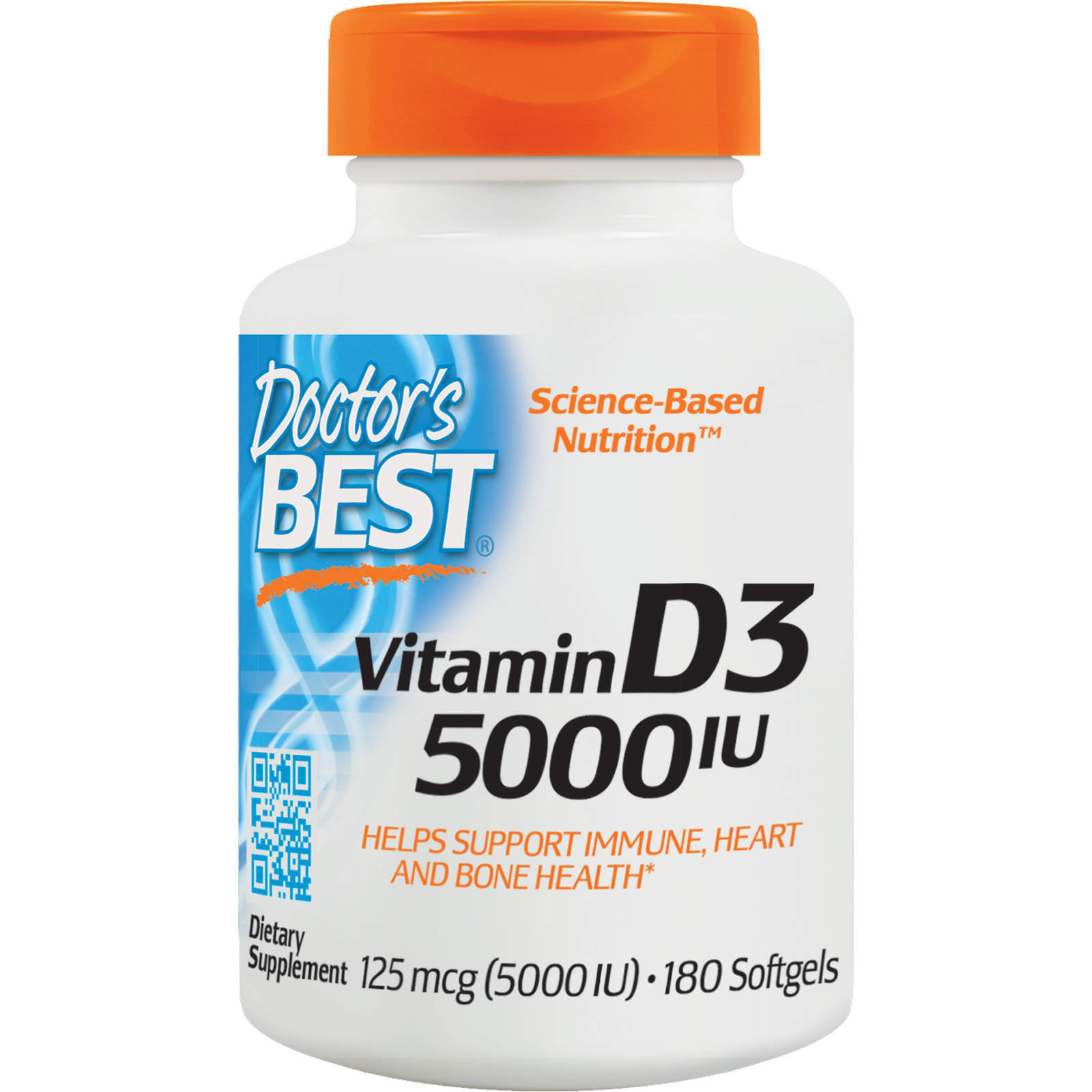 Витамин Д3, Doctor's Best, 125 мкг (5000 МЕ), 180 капсул (9469)