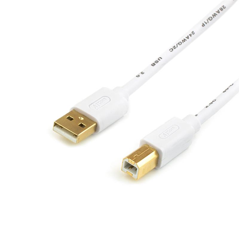 Кабель Atcom 14370 USB 2.0 AM/Bм 0.8м белый