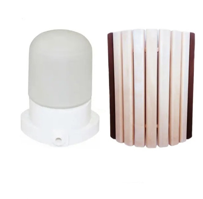Светильник для бани LINDNER Lisilux + Ограждение светильника с термовставкой для бани и сауны PRO 330х270 мм