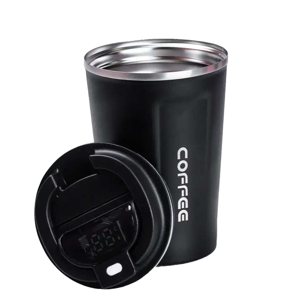 Термокружка Happy Life Coffee 380 мл з датчиком температури чорна (HPGM5821B)