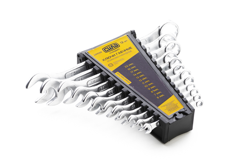 Набір ключів СИЛА ріжково-накидний стандарт 6-22 мм 12 шт (028416)