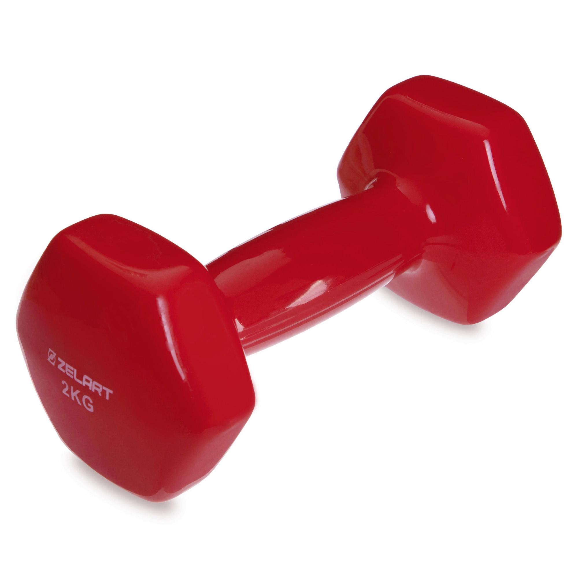 Гантели для фитнеса с виниловым покрытием Zelart TA-2777-2 2 шт Красный (SK000125)