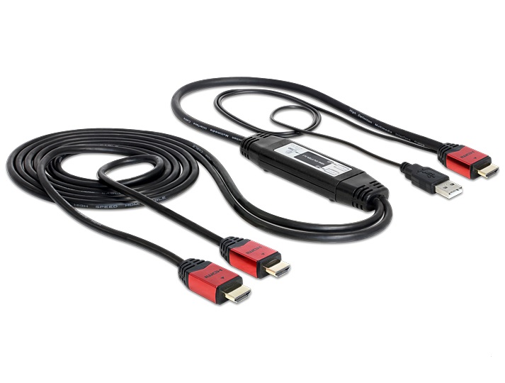 Перехідник моніторний Delock HDMI 1x2 (Splitter) Act 1080p USB-powered 2.0m чорний (70.08.3279)