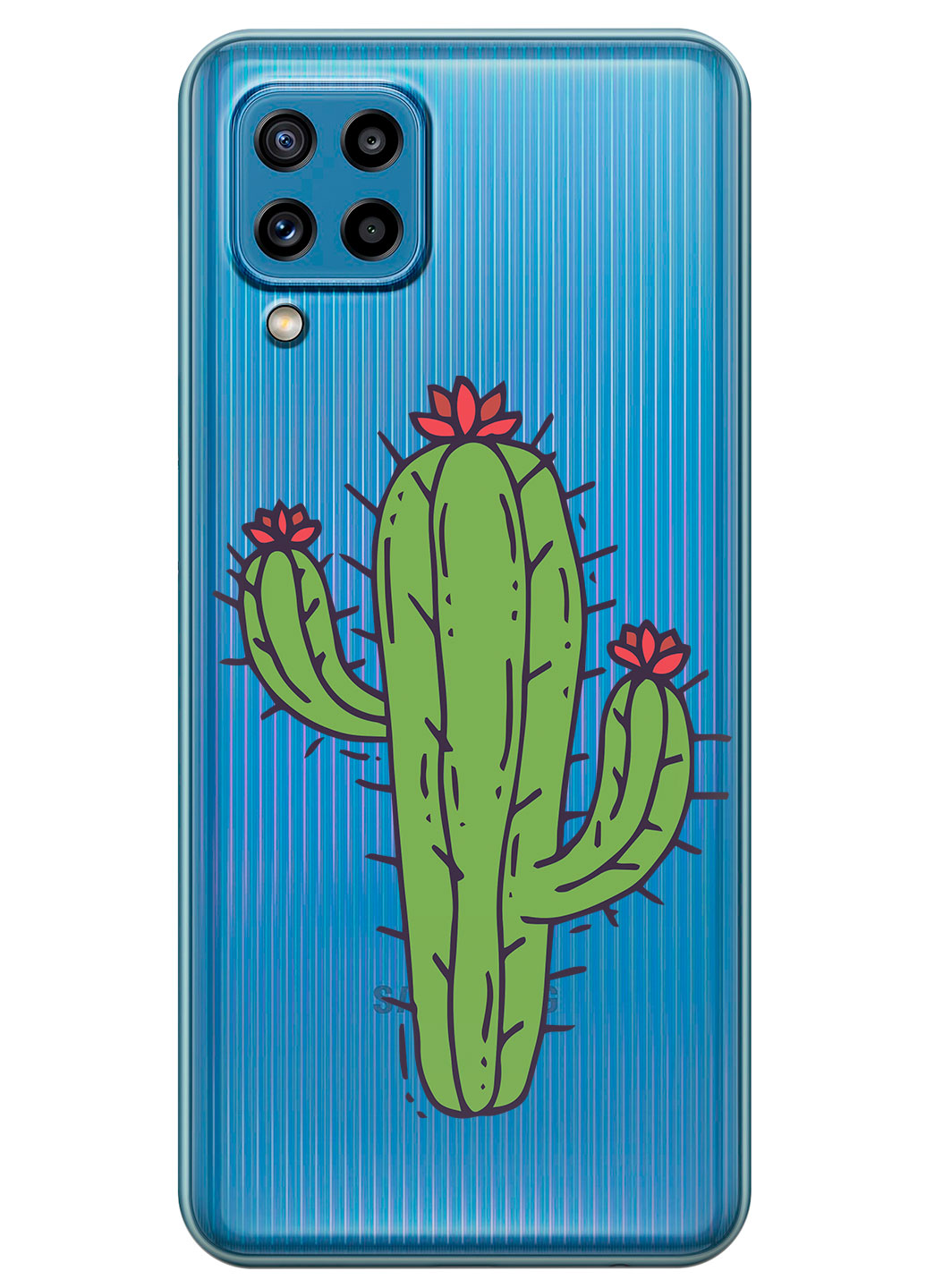 Прозрачный силиконовый чехол iSwag для Samsung Galaxy M32 с рисунком - Тропический кактус (KS15221)