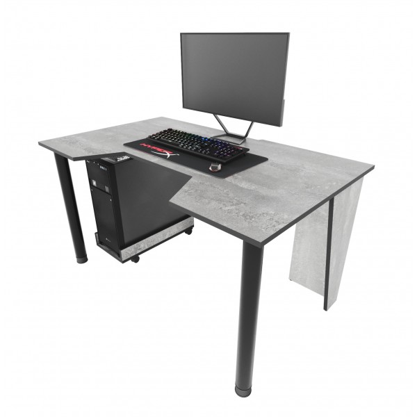 Геймерский игровой стол ZEUS™ GAMER-2 бетон с черной кромкой