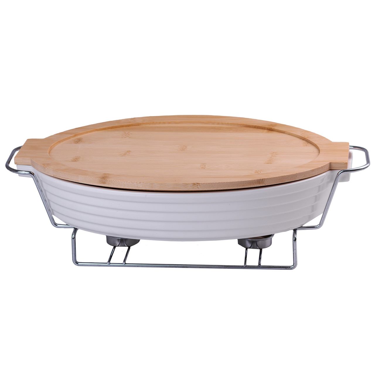Мармитница керамическая овальная овальная TS Kitchen 1,8л с бамбуковой крышкой (HP478)