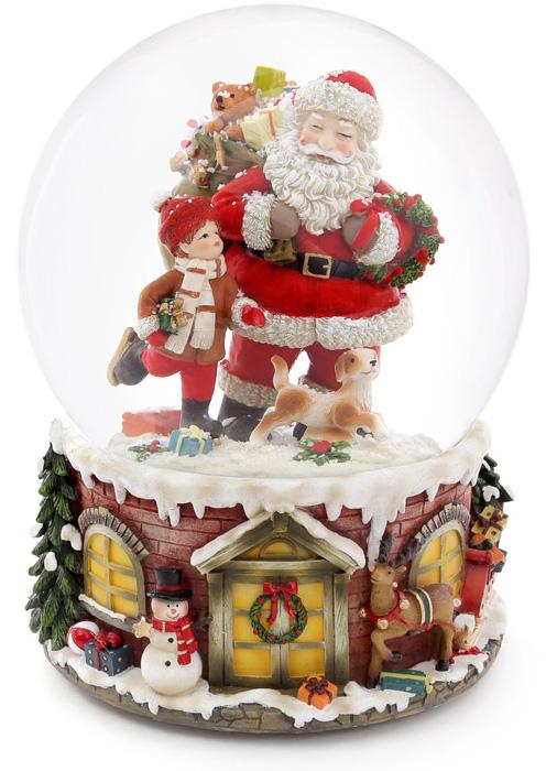 Музыкальный водяной шар santa with gifts с подсветкой 16см BonaDi DP219453