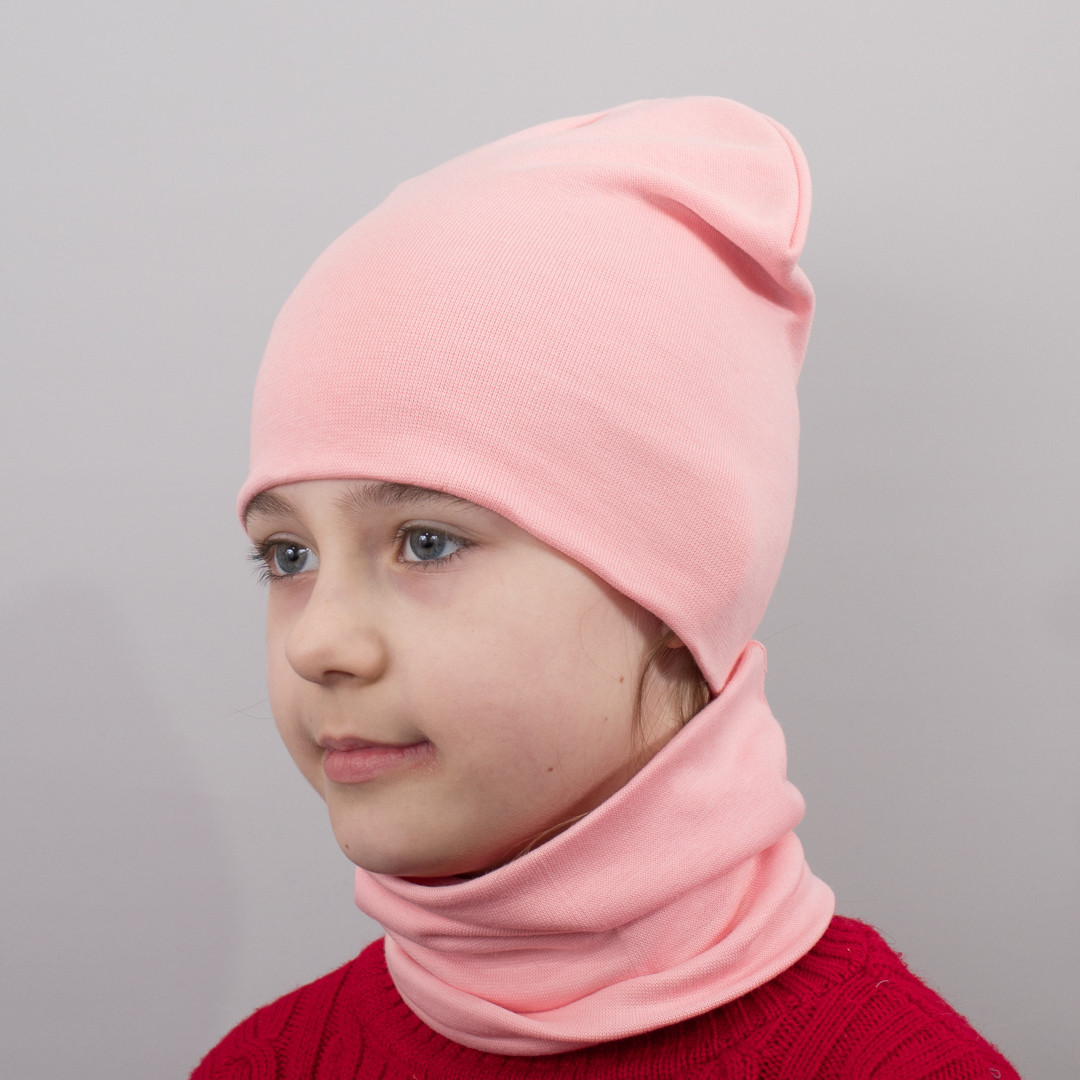Детская шапка с хомутом КАНТА размер 52-56 розовый (OC-562)