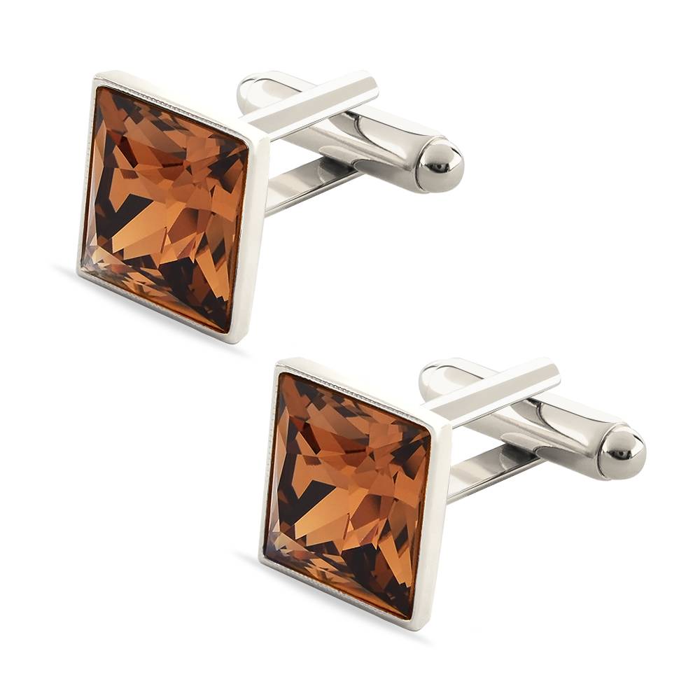 Запонки KOBI Cetverec зі Swarovski Коричневий (7720-1003-03-32)
