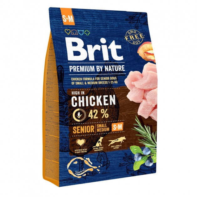 Сухий корм для літніх собак дрібних та середніх порід Brit Premium Senior S+M 3 кг