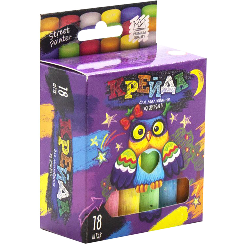 Мел для рисования на асфальте Danko Toys MEL-02-04U 18 шт тонкий