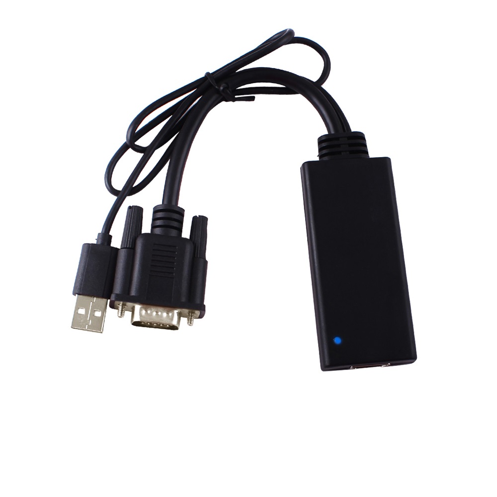 Перехідник моніторний Lucom HDMI-&gt;VGA HD15 (HDMIекран) +USB Audio 0.2m USB-powered чорний (62.09.8051)