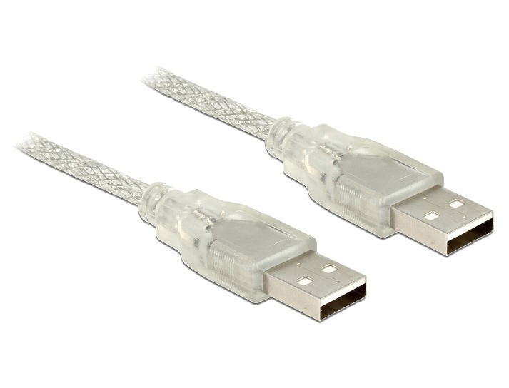 Кабель пристроїв Delock USB2.0 A M/M  0.5m 2xShielded AWG24+28 Cu Ferrite прозорий (70.08.3886)