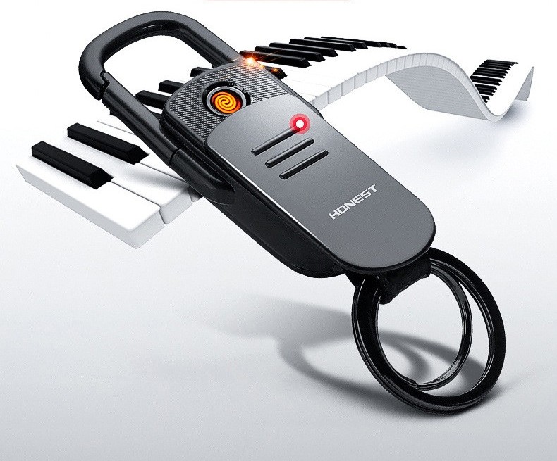 Электроимпульсная USB зажигалка-брелок в подарочной упаковке Черный (200489)