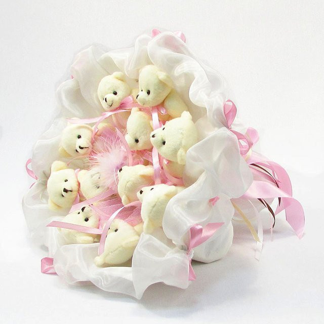 Букет з м'яких іграшок 11 ведмедиків Igratoria 5286IT біло-рожевий