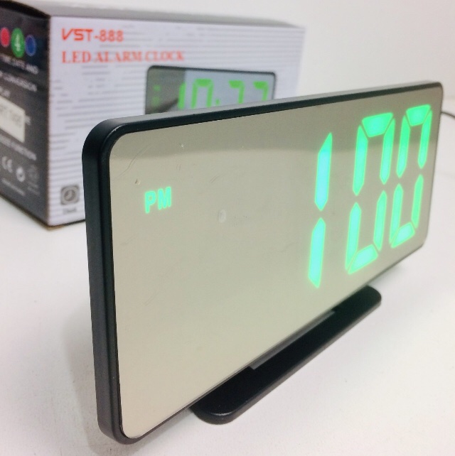 Настільний електронний годинник VST-888 дзеркальний з Led підсвічуванням Чорний