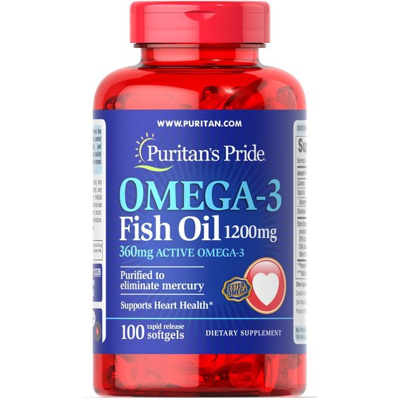 Омега 3 Puritan's Pride Omega-3 Fish Oil 1200 mg 100 Softgels