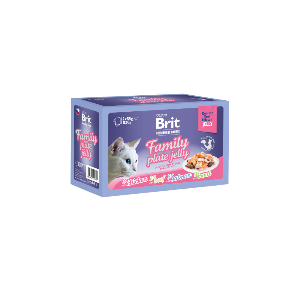 Влажный корм Brit Premium Delicate для кошек ассорти из 4 вкусов 12х85 г (101140) (16086)