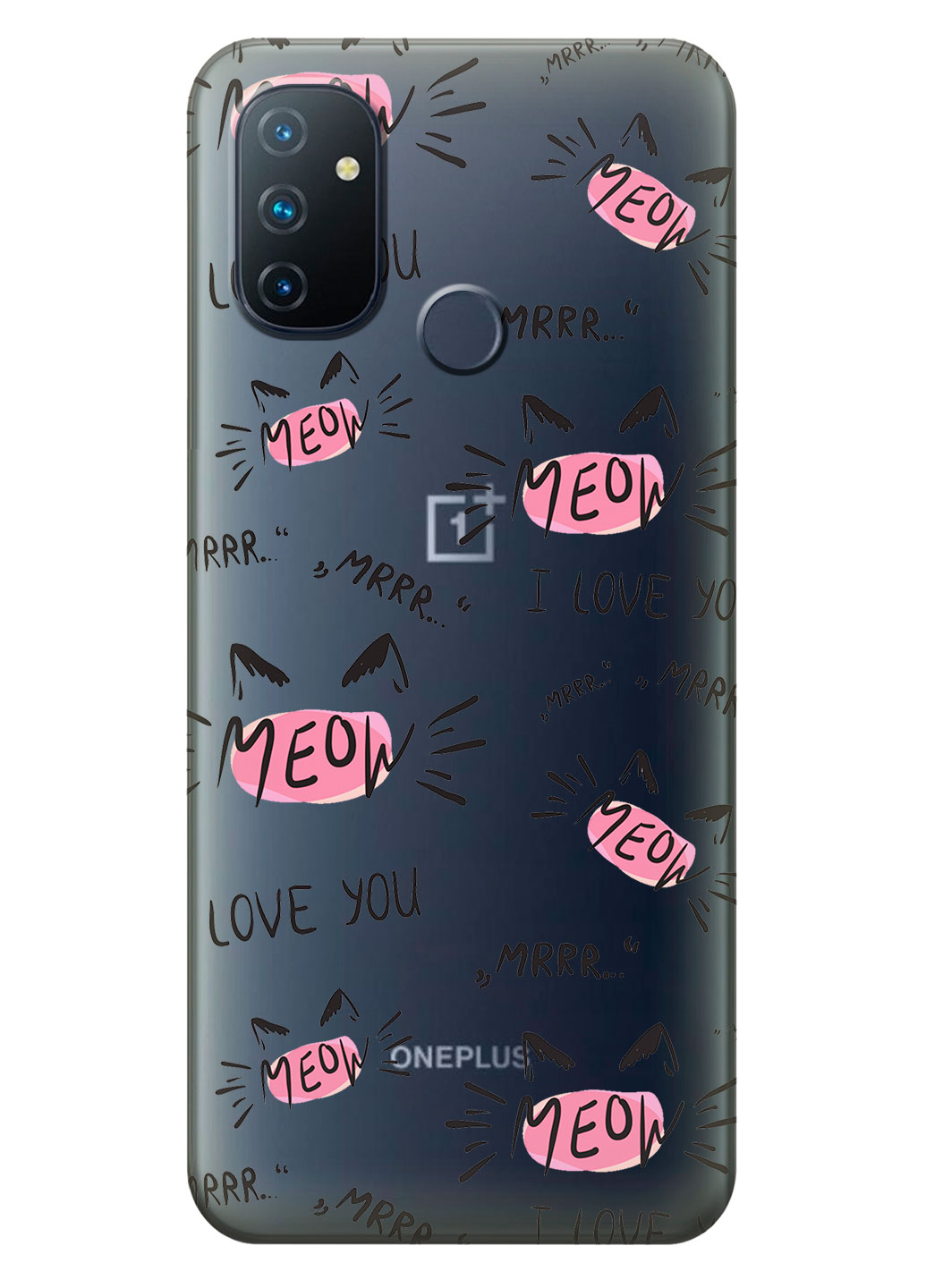 Прозрачный силиконовый чехол iSwag для OnePlus Nord N100 с рисунком - Кошачьи мордочки (KS14611)